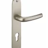 Ensemble de poignées pour porte d'entrée Chantilly trou de cylindre, carré 7mm, entr'axes 195mm, anodisé inox - THIRARD