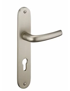 Ensemble de poignées pour porte d'entrée Chantilly trou de cylindre, carré 7mm, entr'axes 195mm, anodisé inox - THIRARD