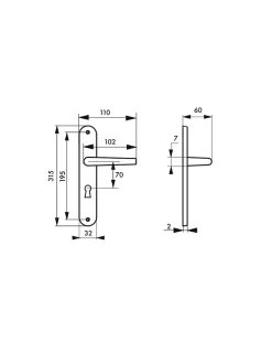 Ensemble de poignées pour porte intérieure Coq trou de clé, carré 7mm, entr'axes 195mm, laqué noir - THIRARD