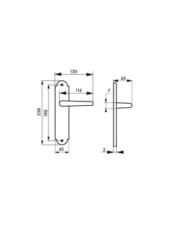 Ensemble de poignées pour porte intérieure Charon sans trou, carré 7mm, entr'axes 195mm, acier rouillé - THIRARD