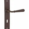 Ensemble de poignées pour porte de chambre Charon trou de clé, carré 7mm, entr'axes 195mm, acier rouillé - THIRARD