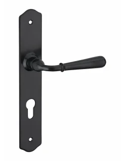 Ensemble de poignées pour porte d'entrée Charon trou de cylindre, entr'axes 195mm, acier patiné - SP