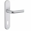 Ensemble de poignées pour porte intérieure Leto trou de clé, carré 7mm, entr'axes 165mm, argent - THIRARD