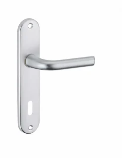 Ensemble de poignées pour porte intérieure Leto trou de clé, carré 7mm, entr'axes 165mm, argent - THIRARD