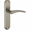 Ensemble de poignées pour porte intérieure Vesta sans trou, carré 7mm, entr'axes 165mm, nickelé satiné - THIRARD