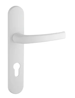Ensemble de poignées pour porte d'entrée palière Sultane trou de cylindre, entr'axes 195mm, blanc - THIRARD