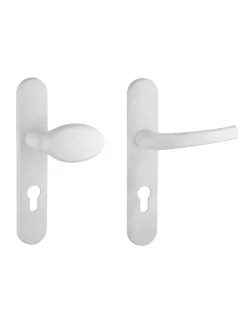 Ensemble de poignées pour porte d'entrée palière Sultane trou de cylindre, entr'axes 195mm, blanc - THIRARD