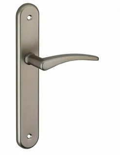 Ensemble de poignées pour porte intérieure Vesta sans trou, carré 7mm, entr'axes 195mm, nickelé satiné - THIRARD
