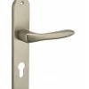 Ensemble de poignées pour porte d'entrée Hera trou de cylindre, carré 7mm, entr'axes 195mm, nickelé satiné - THIRARD