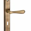 Ensemble de poignées pour porte intérieure Arthemis trou de clé, entr'axes 195mm, laiton patiné - SP