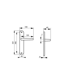 Ensemble de poignées pour porte intérieure Helios sans trou, carré 7mm, entr'axes 195mm, nickelé brossé - THIRARD