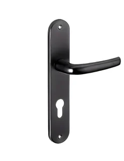 Ensemble de poignées pour porte d'entrée Maia trou de cylindre, carré 7mm, entr'axes 195mm, noir - THIRARD