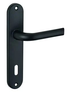 Ensemble de poignées pour porte intérieure Leto trou de clé, carré 7mm, entr'axes 165mm, noir - THIRARD