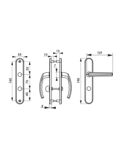 Ensemble de poignées pour salle de bain/toilette Sultane à condamnation, carré 7mm, entr'axes 165mm, blanc - THIRARD