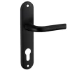 Ensemble de poignées pour porte d'entrée Leto trou de cylindre, carré 7mm, entr'axes 165mm, noir - THIRARD