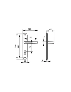 Ensemble de poignées pour porte de chambre Dionysos trou de clé, carré 7mm, entr'axes 195mm, laitonné - THIRARD