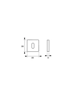 Ensemble de rosaces carrées Zibel/Grid, 50x50mm, trou de clé, chromé satiné - THIRARD