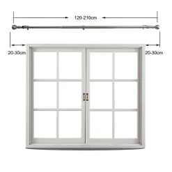 Ensemble double barre à rideaux extensible embout boule Athens GoodHome métal L.120/210 cm Ø25/28cm