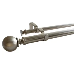 Ensemble double barre à rideaux extensible embout boule Athens GoodHome métal L.120/210 cm Ø25/28cm