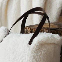 Ensemble plaid et sac Sherpa (125x150 cm - Blanc cassé)