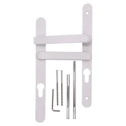 Ensemble poignée d'extérieur sur plaque rond blanc L.125 x 24mm entraxe 195mm Primel GoodHome