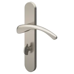 Ensemble poignée sur plaque rond à condamnation GoodHome Ruis effet nickel satin gris L.138.5mm x l.42mm entraxe 165-195mm