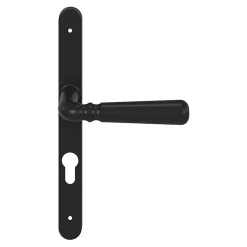 Ensemble poignée sur plaque rond GoodHome Kilhog effet nickel noir L.130mm x l.24.5mm entraxe 195mm