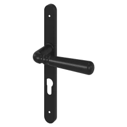 Ensemble poignée sur plaque rond GoodHome Kilhog effet nickel noir L.130mm x l.24.5mm entraxe 195mm