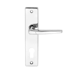 Ensemble poignée sur plaque cylindre rectangulaire Colan effet chromé brillant gris L.106mm x l.39.8mm entraxe 165mm