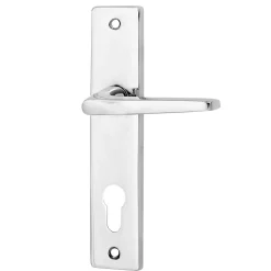 Ensemble poignée sur plaque cylindre rectangulaire Colan effet chromé brillant gris L.106mm x l.39.8mm entraxe 165mm