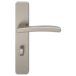 Ensemble poignée sur plaque rectangulaire à condamnation GoodHome Irvil effet nickel satin gris L.126.5mm x l.42mm entraxe 165-195mm