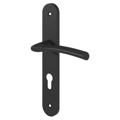 Ensemble poignée sur plaque rondcylindre GoodHome Hirel effet nickel mat noir L.128mm x l.40mm entraxe 195mm