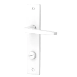 Ensemble poignée sur plaque rectangulaire à condamnation Colan satin blanc L.106mm x l.39.8mm entraxe 165mm