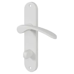Ensemble poignée sur plaque rond à condamnation GoodHome Beare mat blanc L.110.5mm x l.40mm entraxe 165mm