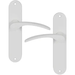 Ensemble poignée sur plaque rond GoodHome Beare mat blanc L.110.5mm x l.40mm entraxe 165mm
