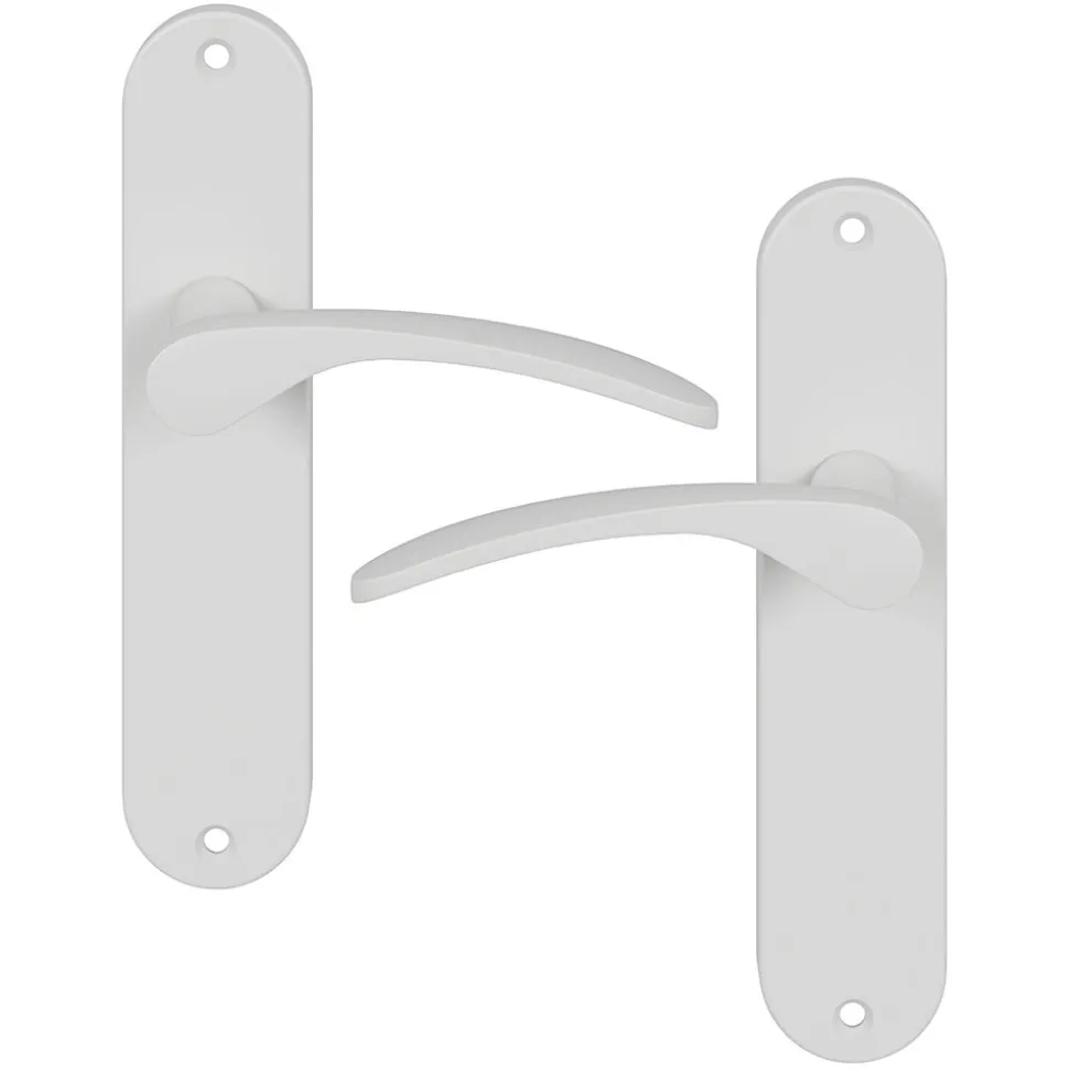 Ensemble poignée sur plaque rond GoodHome Beare mat blanc L.110.5mm x l.40mm entraxe 165mm