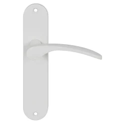 Ensemble poignée sur plaque rond GoodHome Beare mat blanc L.110.5mm x l.40mm entraxe 165mm