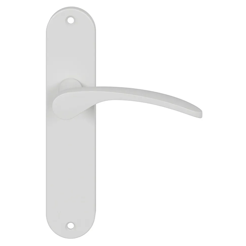 Ensemble poignée sur plaque rond GoodHome Beare mat blanc L.110.5mm x l.40mm entraxe 165mm
