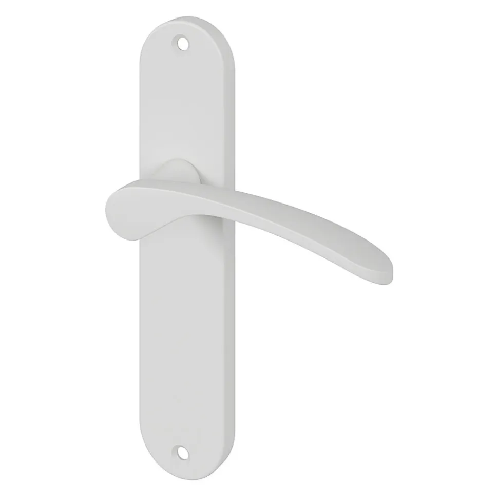 Ensemble poignée sur plaque rond GoodHome Beare mat blanc L.110.5mm x l.40mm entraxe 165mm