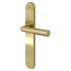 Ensemble poignée sur plaque rond GoodHome Tudy effet laiton brillant doré L.119mm x l.41mm entraxe 195mm