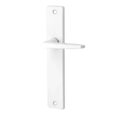 Ensemble poignée sur plaque rectangulaire Colan satin blanc L.106mm x l.39.8mm entraxe 195mm