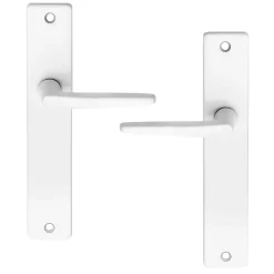 Ensemble poignée sur plaque rectangulaire Colan satin blanc L.106mm x l.39.8mm entraxe 195mm