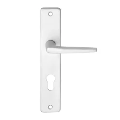 Ensemble poignée sur plaque rectangulaire Colan effet argenté satin gris chromé L.106mm x l.39.8mm entraxe 195mm
