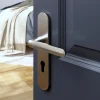 Ensemble poignée sur plaque rondcylindre GoodHome Garlan effet nickel satin gris L.125mm x l.42mm entraxe 165-195mm