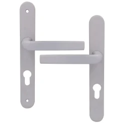 Ensemble poignée sur plaque Incurvé GoodHome Primel mat blanc L.126mm x l.33mm entraxe 195mm