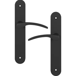 Ensemble poignée sur plaque rond GoodHome Beare effet nickel mat noir L.110.5mm x l.40mm entraxe 195mm