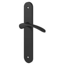 Ensemble poignée sur plaque rond GoodHome Beare effet nickel mat noir L.110.5mm x l.40mm entraxe 195mm