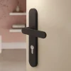 Ensemble poignée sur plaque rond GoodHome Minzh effet nickel noir L.120mm x l.40mm entraxe 195mm