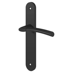 Ensemble poignée sur plaque rond GoodHome Hirel effet nickel mat noir L.128mm x l.40mm entraxe 195mm