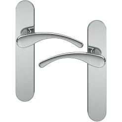 Ensemble poignée sur plaque rond GoodHome Ruis effet chromé gris L.138.5mm x l.42mm entraxe 165-195mm